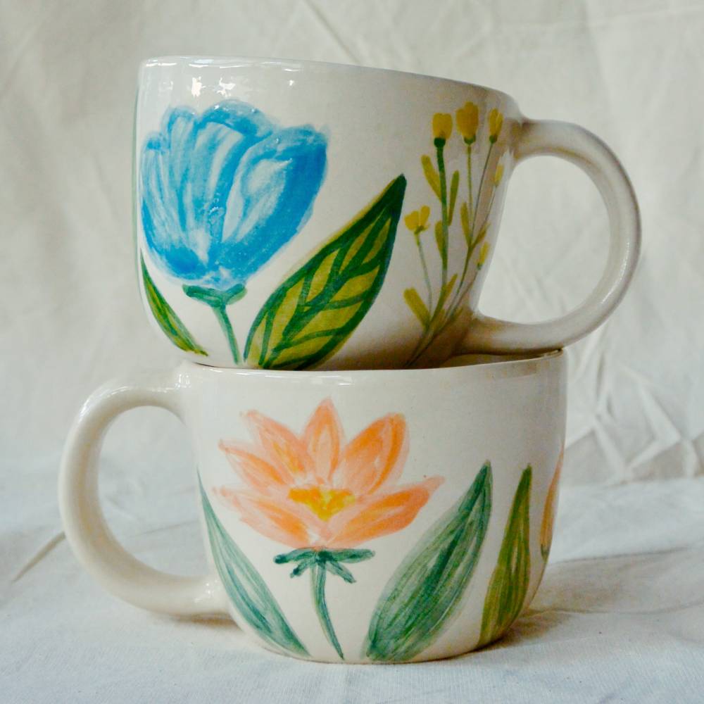 Kubek ceramiczny w kwiaty - Gospodarstwo Pasieczne Leśny Dwór