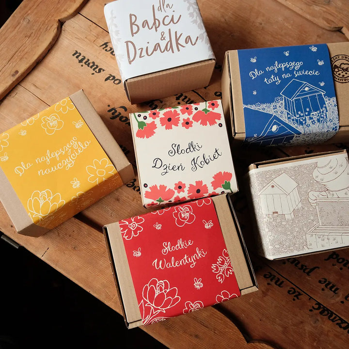 Miód na prezent - ozdobne opakowania prezentowe